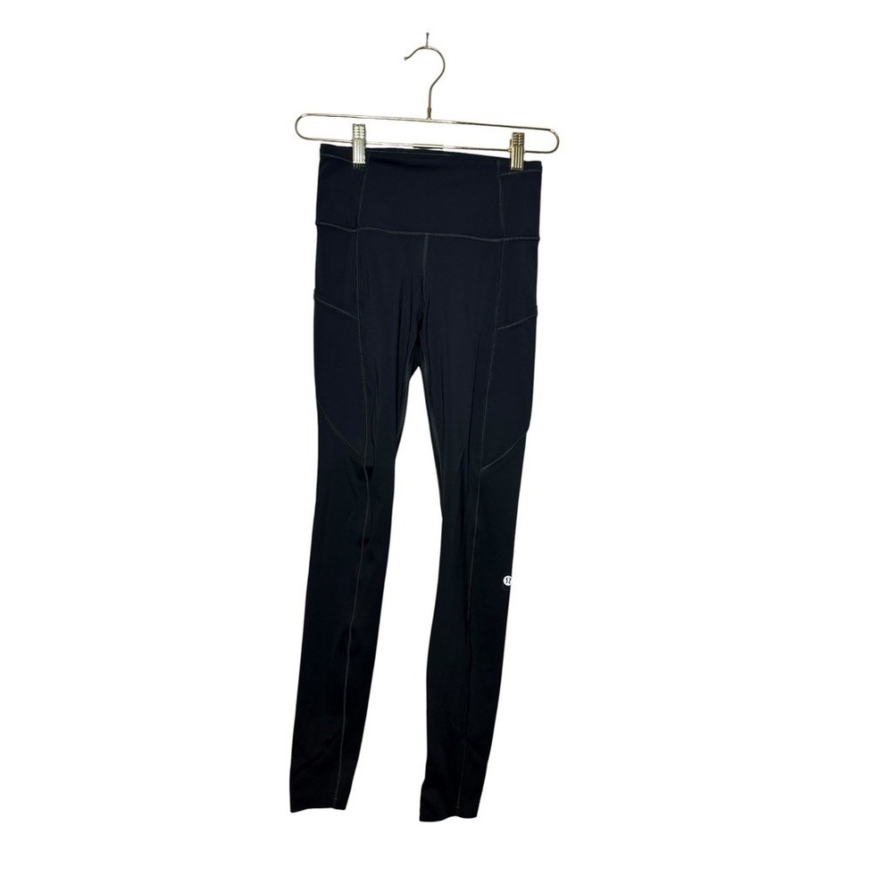 Lululemon Fast‎ & Free High Rise Leggings Melanite Women 4 Pockets